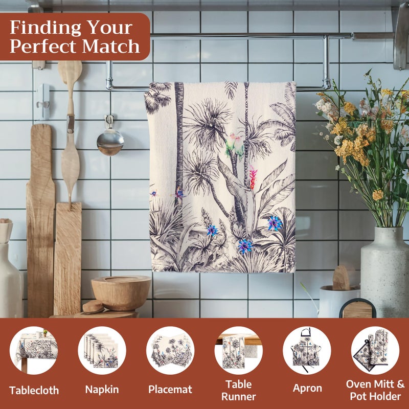 Maison d' Hermine Kitchen Towels Set of 3 100% Cotton 20" x 27.5" Reusable Cloth Tea Dish Towels Absorbent with Hanging Loop for Kitchen Dining Thanksgiving Christmas Decorations (Amazonia) - Image 4